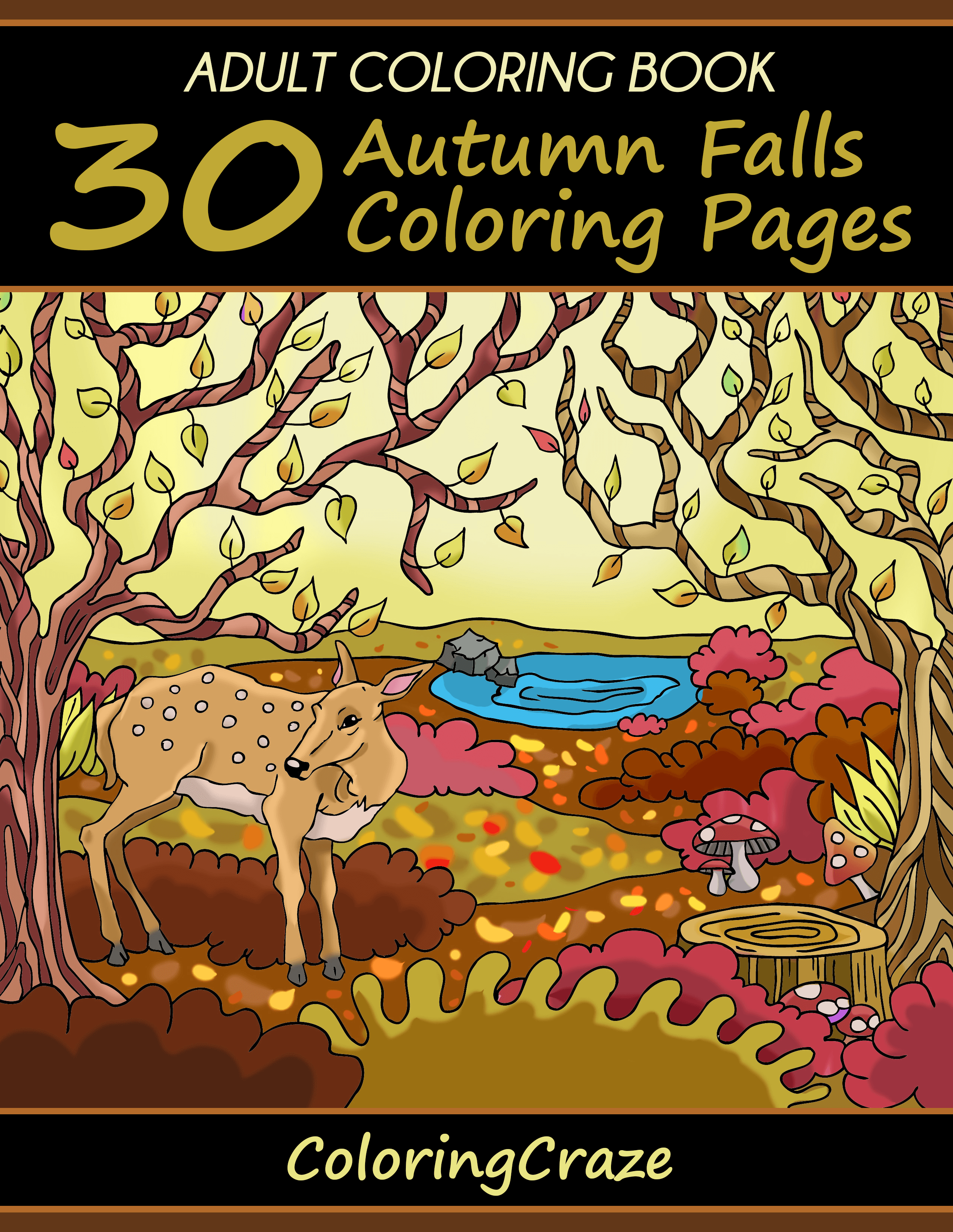 Adult Coloring Book: 30 Autumn Falls Coloring Pages – ColoringCraze