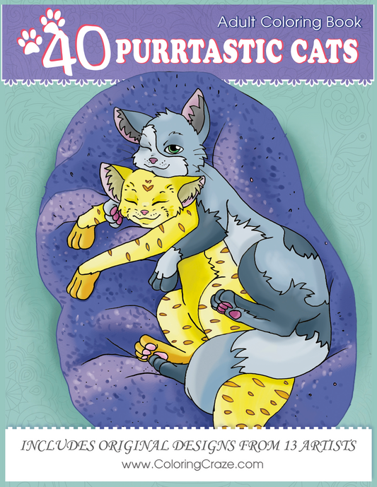 Adult Coloring Book: 40 Purrtastic Cats