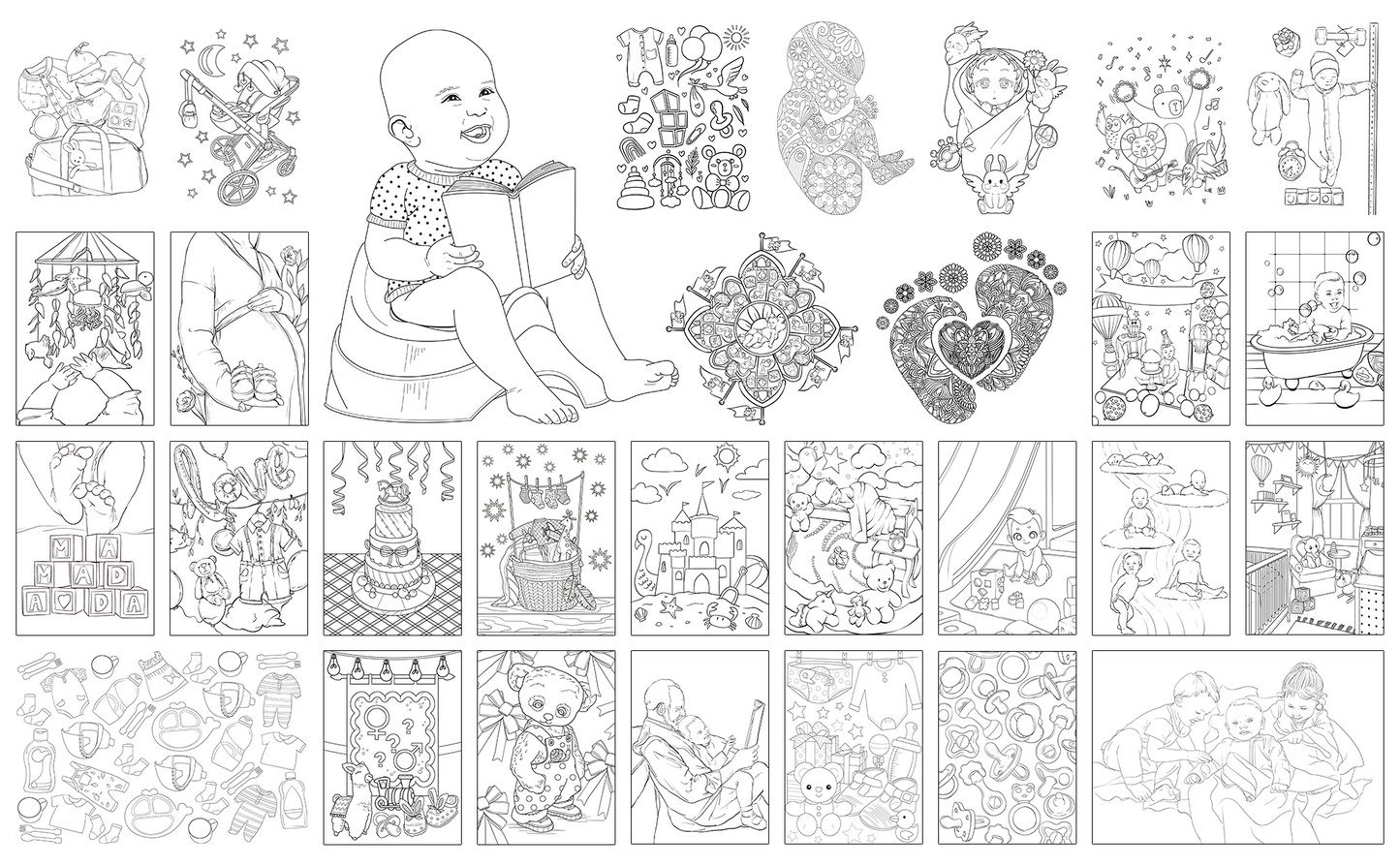 Baby Shower Coloring Book - Book Inside Preview