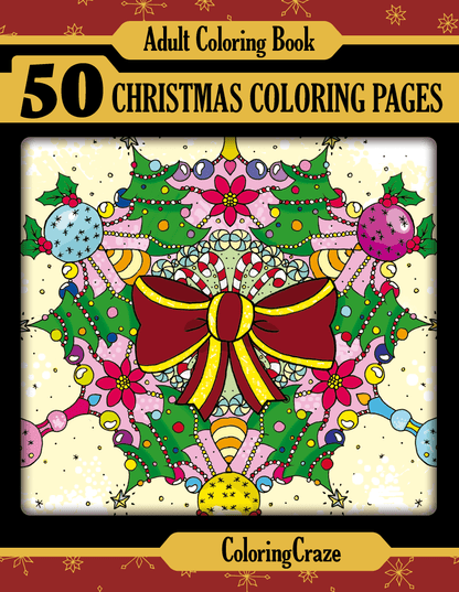 Adult Coloring Book: 50 Christmas Coloring Pages - Front Cover