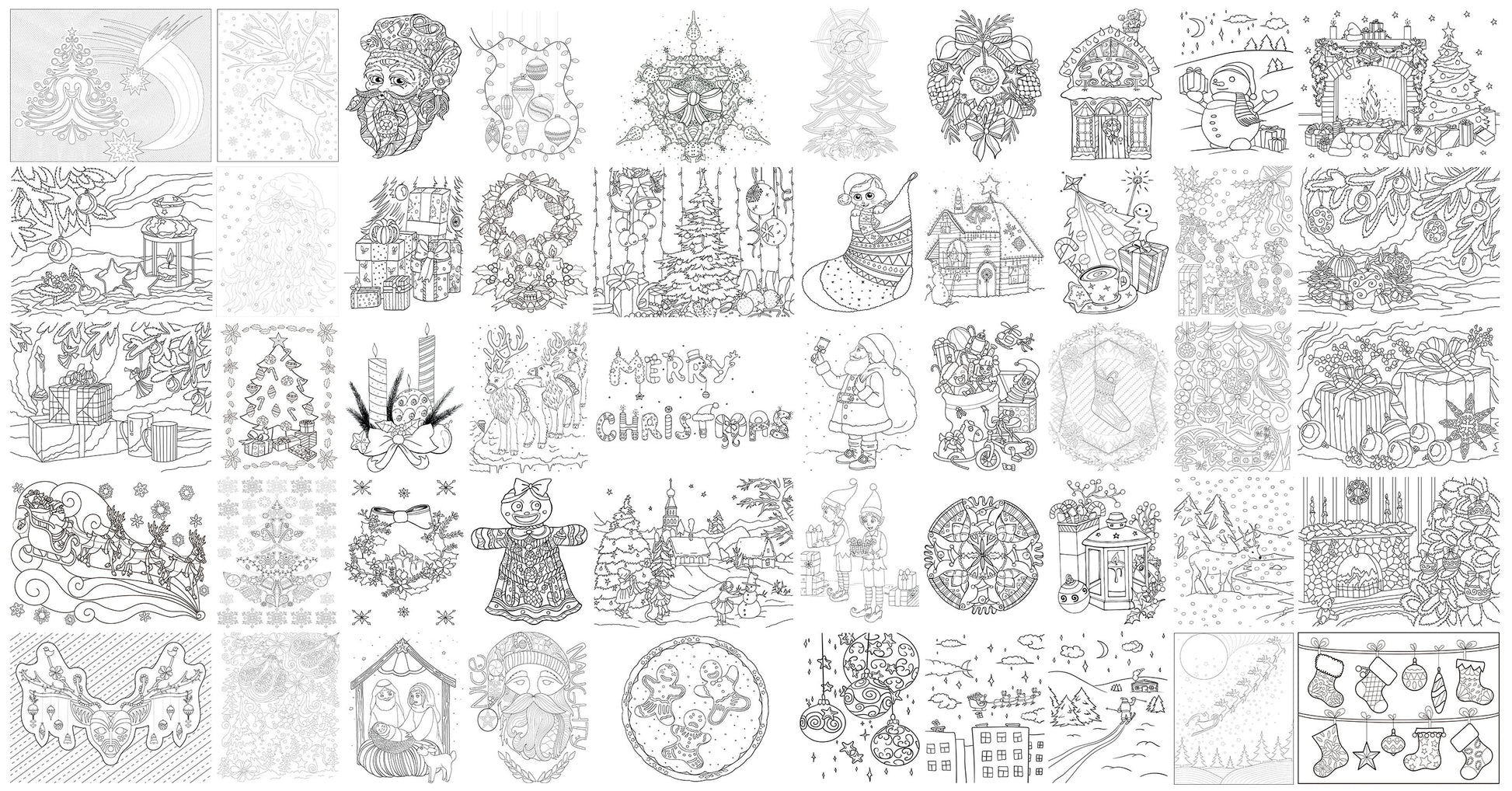 Adult Coloring Book: 50 Christmas Coloring Pages - Book Inside Preview