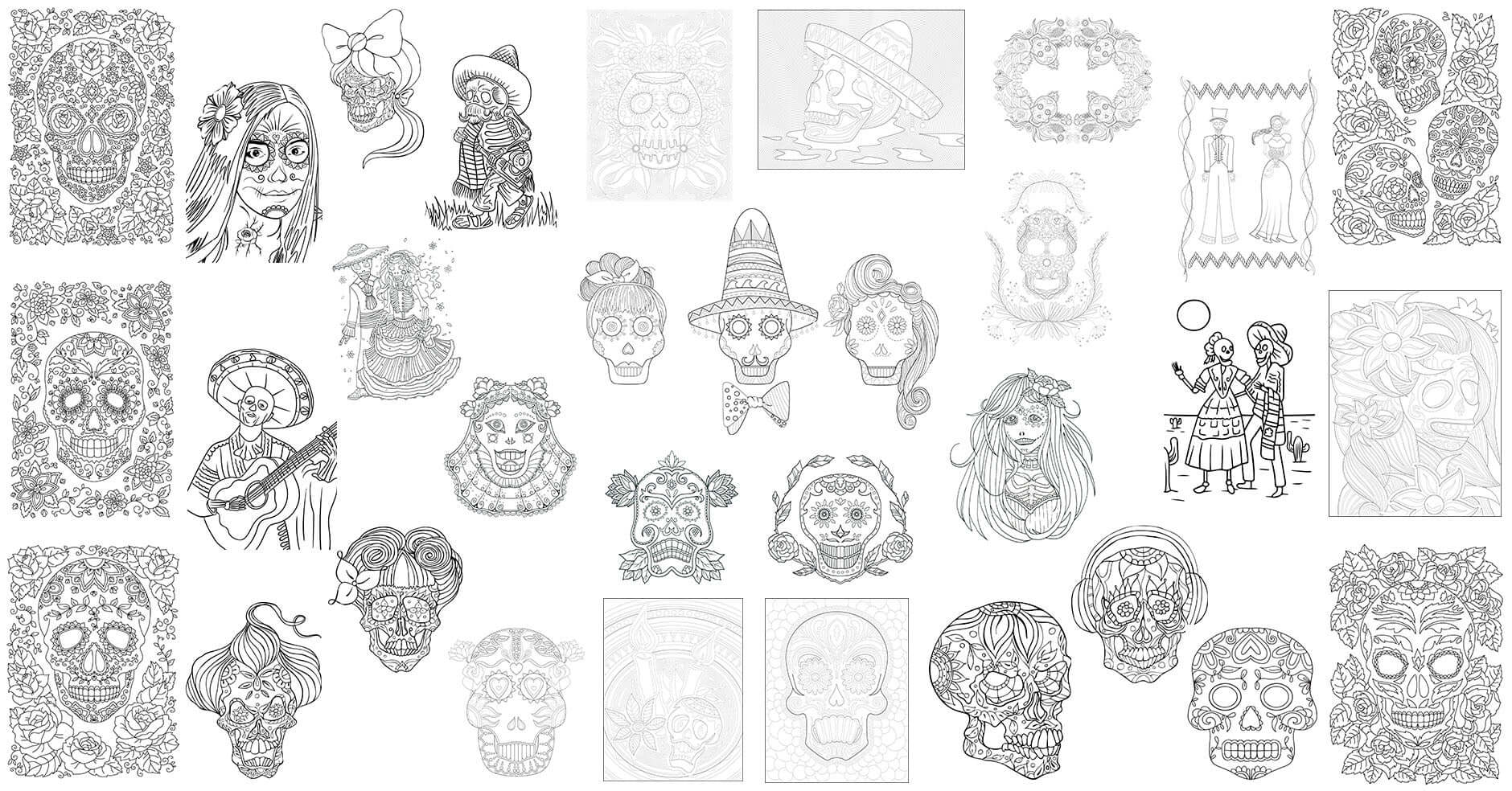 Adult Coloring Book 30 Day Of The Dead Coloring Pages D a De Los Mue Adult Coloring Book 30 Day Of The Dead Coloring Pages D a De Los Mue