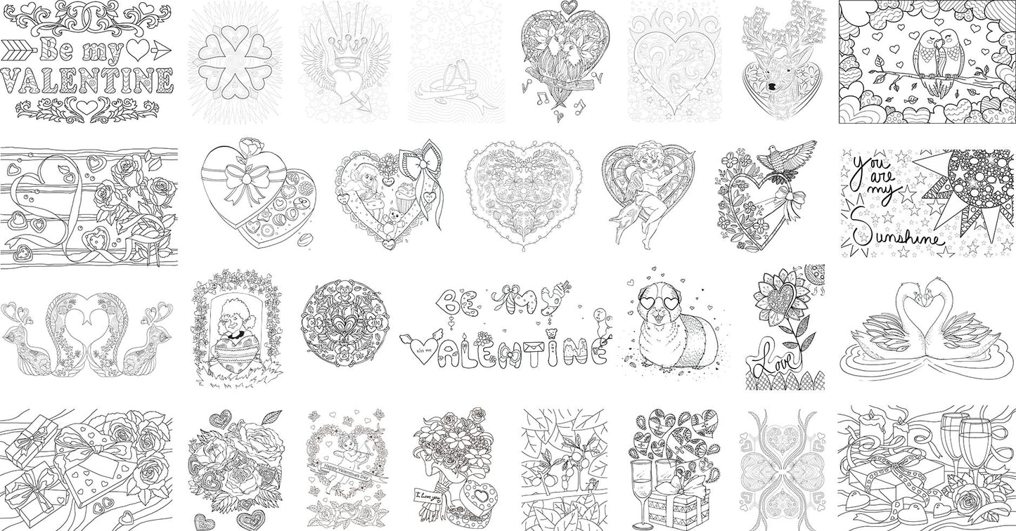Adult Coloring Book: 30 Valentine's Day Coloring Pages - Book Inside Preview