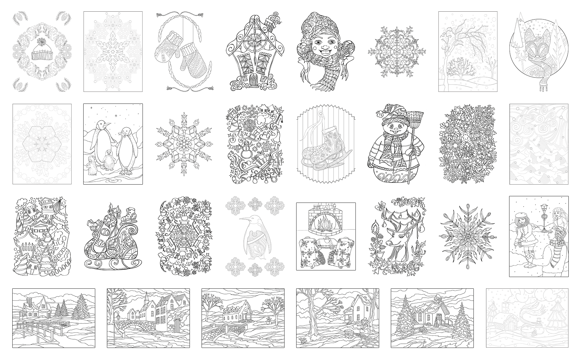 Adult Coloring Book: 30 Winter Chill Coloring Pages - Book Inside Preview